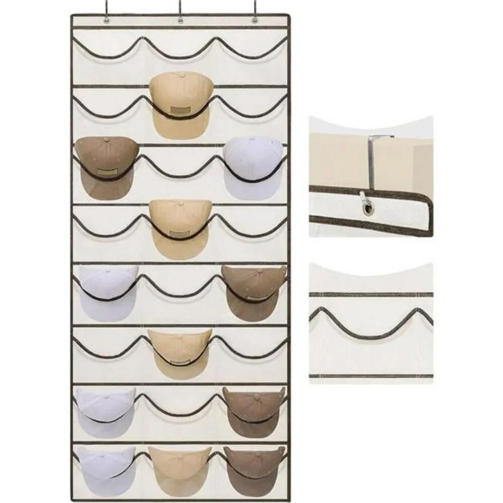 Over Door Hat Organizer 24 Pocket Baseball Cap Holder Hanging Closet Storage